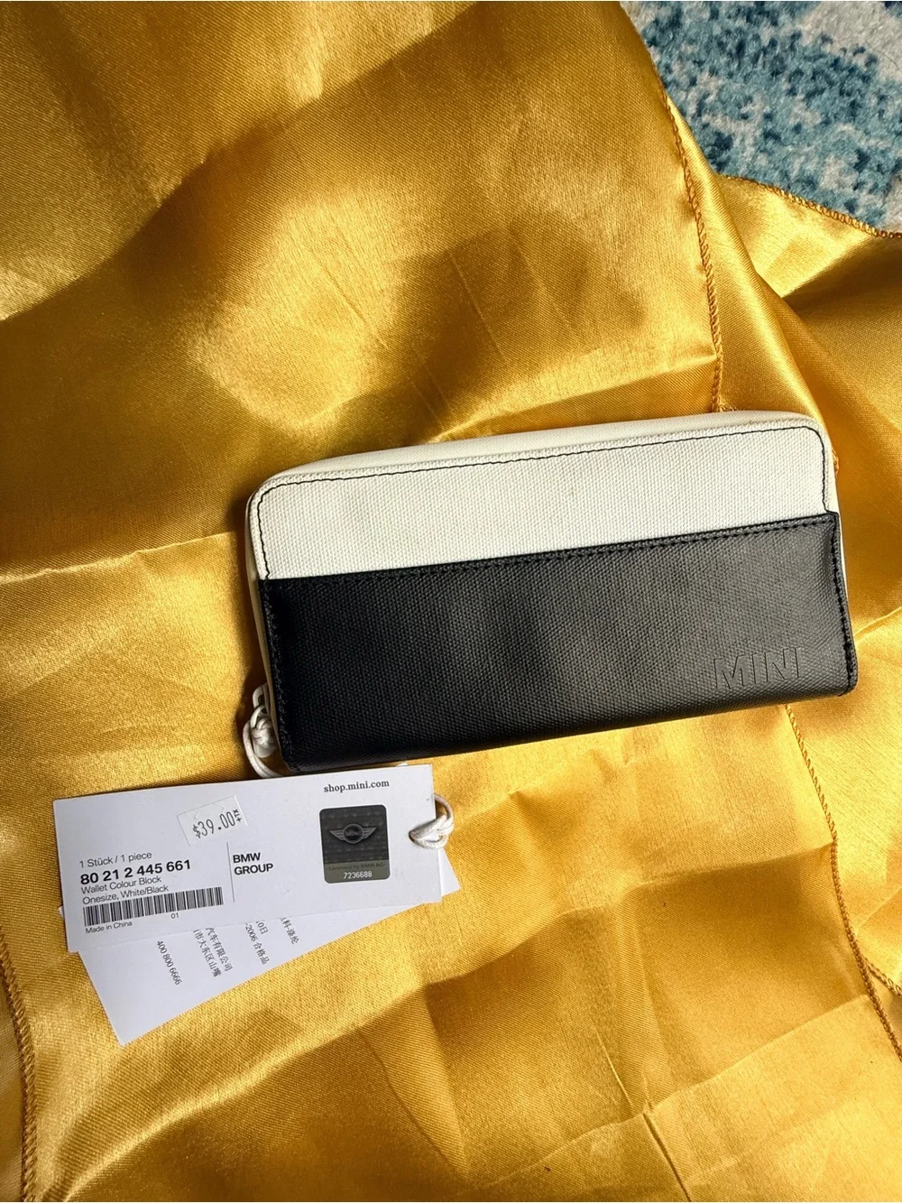 BMW Black and White Zip-Around Wallet